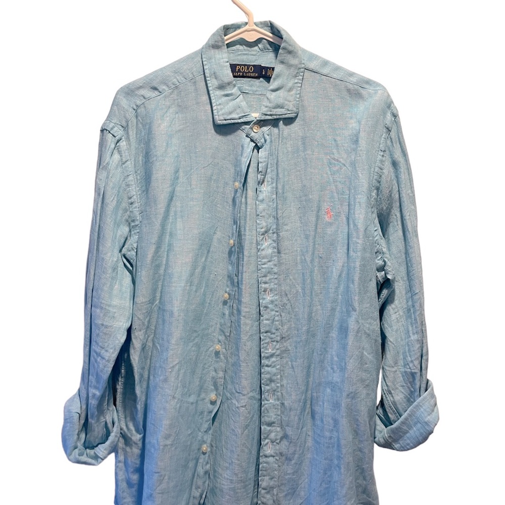 Large Ralph Polo linen Light Blue Button Down